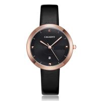 CAGARNY 6871 Fashion Life waterdichte gouden shell stalen band quartz horloge (zwart)