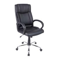 Leen Bakker - Bureaustoel Boston - Lederlook/Metaal - Zwart