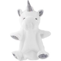 Eenhoorns speelgoed artikelen eenhoorn handpop knuffelbeest wit/zilver 25 cm - thumbnail