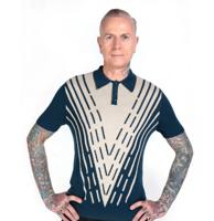 28% korting | Collectif Peru Kentish Point Knitted Polo Blue & Cream-S