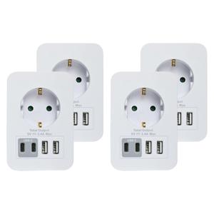 Stopcontact splitter - 4x - met 2 USB-A en 2 USB-C - oplader voor Iphone / Samsung