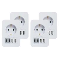 Stopcontact splitter - 4x - met 2 USB-A en 2 USB-C - oplader voor Iphone / Samsung