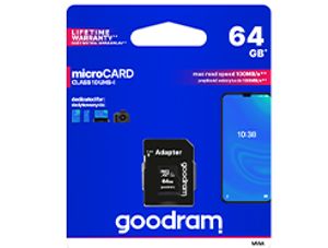 Goodram microSD-kaart 64 GB klasse 10 UHS I met adapter