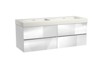 Storke Edge zwevend badmeubel 150 x 52 cm hoogglans wit met Mata High dubbele wastafel in mat witte solid surface - thumbnail