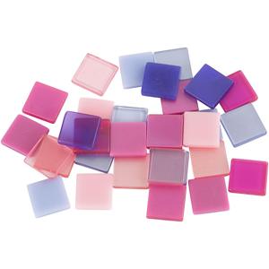 Mozaiek steentjes - 300x - paars/roze - vierkant - 10 mm - Hobbymateriaal - Knutselen materiaal