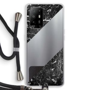 Zwart marmer: Oppo A94 5G Transparant Hoesje met koord