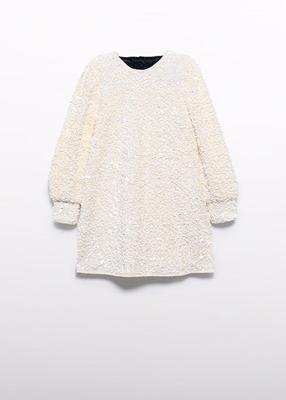Abel & Lula winter jurk meisjes - wit - velvet - pailletten