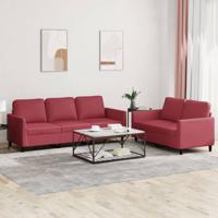 2-delige Loungeset met kussens kunstleer wijnrood