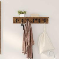 Wandgemonteerde kapstok met plank Oud hout 60 x 10.5 x 10.5 cm