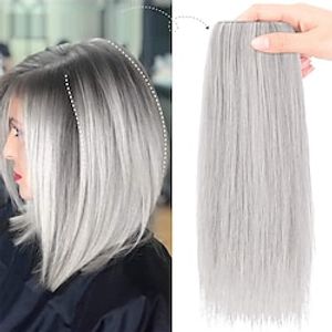 8 inch dikke haarstukken voor extra haarvolume clip-in hair extensions haartopper voor dunner wordend haar dames kleur grijs/bruin/zilver/wit gemengd Lightinthebox