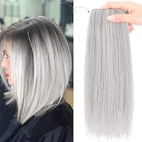 8 inch dikke haarstukken voor extra haarvolume clip-in hair extensions haartopper voor dunner wordend haar dames kleur grijs/bruin/zilver/wit gemengd Lightinthebox