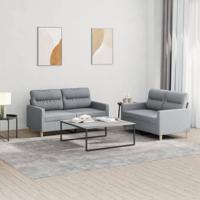2-delige Loungeset met kussens stof lichtgrijs
