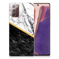 Samsung Note 20 | TPU | Siliconen hoesje | Marmer Wit Zwart - Origineel Cadeau Man