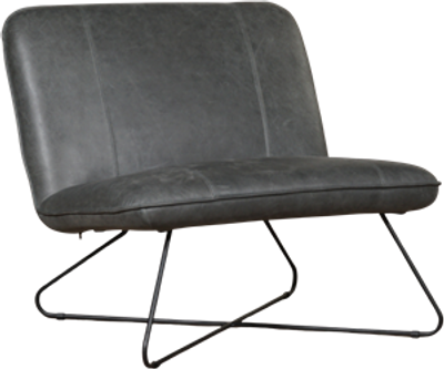 Donkergrijze leren industriële fauteuil zonder armleuning Smile - Vintage Leer Grey (donkergrijs leer)