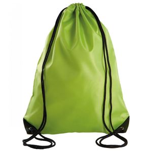 8x stuks sport gymtas/draagtas lime groen met rijgkoord 34 x 44 cm van polyester