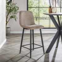LifestyleFurn Barstoel 'Salim' Rib, kleur Zand (zithoogte 65cm)
