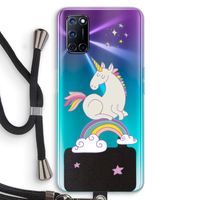 Regenboog eenhoorn: Oppo A92 Transparant Hoesje met koord