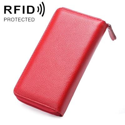 902 Antimagnetic RFID Litchi Texture Women Large Capacity Hand Wallet Purse Phone Bag with Card Slots(Watermelon Red)