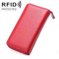 902 Antimagnetic RFID Litchi Texture Women Large Capacity Hand Wallet Purse Phone Bag with Card Slots(Watermelon Red)