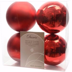 Elegant Christmas kerstboom decoratie kerstballen 10 cm rood 4 stuks   -