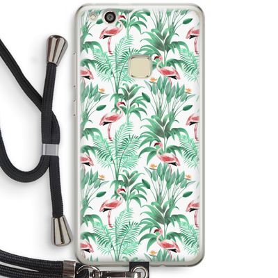 Flamingo bladeren: Huawei Ascend P10 Lite Transparant Hoesje met koord