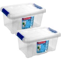 Hega Hogar Opbergbox - 2x - met deksel - 29 x 20 x 15 cm - 5 Liter - Opbergbakken - Transparant