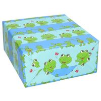 3x stuks rollen Inpakpapier/cadeaupapier blauw/groene kikkers print 200 x 70 cm - thumbnail