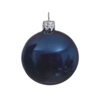 4 Glazen kerstballen glans 10 cm nacht blauw - thumbnail