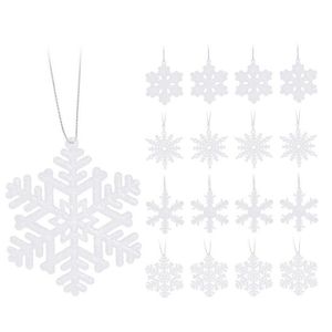 16x Kersthangers figuurtjes witte sneeuwvlok/ster 10 cm glitter