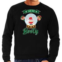 Bellatio Decorations foute kersttrui/sweater heren - Kerstman sneeuwbol&amp;nbsp;- zwart - Shake Your Booty 2XL  -