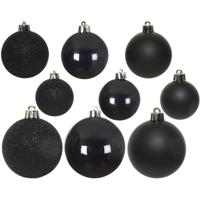 Decoris kerstballen - 30x st - zwart - 4, 5 en 6 cm - kunststof - kerstversiering