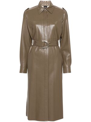 BOSS robe-chemise à détails de perforations - Marron