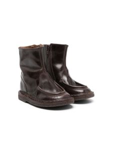 Pèpè round-toe leather ankle boots - Marron