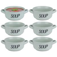 Soepkom van aardewerk - 6x - groen - Dia 13,5 cm - 470 ml - Servies - Soepkommen