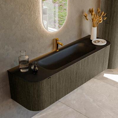 Badmeubel Mondiaz Kurve | 160 cm cm | Meubelkleur Shadow | Wastafelkleur Urban | Solid surface | Wasbak midden spoelbak | 1 kraangat