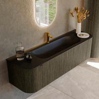 Badmeubel Mondiaz Kurve | 160 cm cm | Meubelkleur Shadow | Wastafelkleur Urban | Solid surface | Wasbak midden spoelbak | 1 kraangat