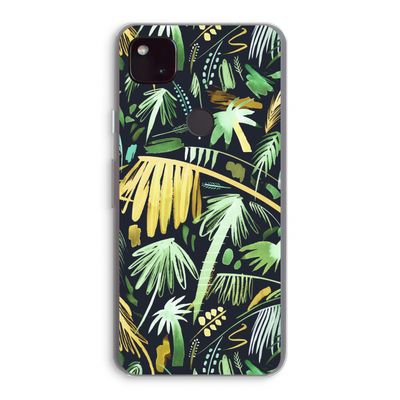 Tropical Palms Dark: Google Pixel 4a 5G Transparant Hoesje