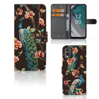 Nokia C32 | Telefoonhoesje | Met pasjeshouder | Pauw met Bloemen