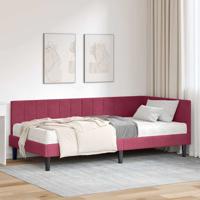 Hoekbedframe met matras Wijnrood 100 x 200 cm Fluweel
