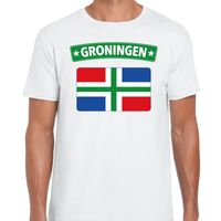 Groningen vlag t-shirt wit voor heren - thumbnail