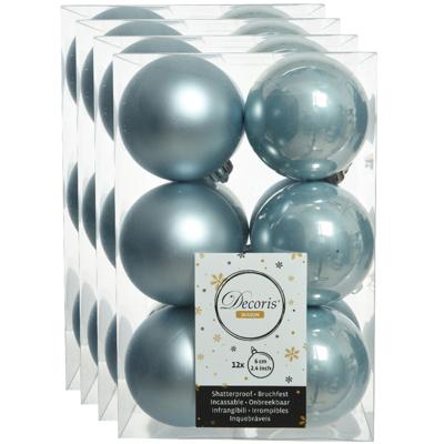 Decoris kerstballen - 48x st - lichtblauw - 6 cm - kunststof - mat/glans - kerstversiering Decoris kerstballen - 48x st - lichtblauw - 6 cm - kunststof - mat/glans - kerstversiering
