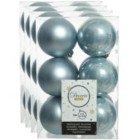 Decoris kerstballen - 48x st - lichtblauw - 6 cm - kunststof - mat/glans - kerstversiering
