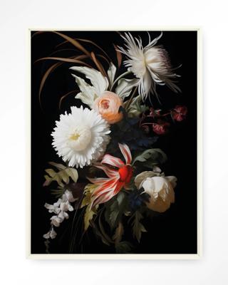 Urban Cotton Wandkleed 'Flower Selection' 145 x 190cm in Floating Frame - off white