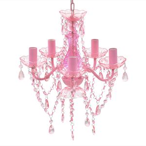 VidaXL Kristallen licht met 5 gloeilampen rosa