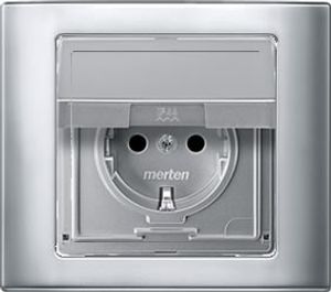 Stopcontact buiten inbouw Aquadesign aluminium stopcontact met klapdeksel en afdekraam waterdicht