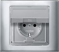Stopcontact buiten inbouw Aquadesign aluminium stopcontact met klapdeksel en afdekraam waterdicht