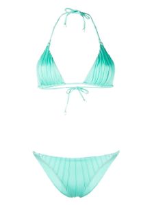 Noire Swimwear bikini froncé à dos nu - Bleu