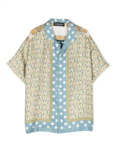 Versace Kids chemise Versace Allover en soie - Bleu