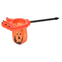 Trick or treat snoep zak pompoen met handvat oranje L53 x B14 cm - thumbnail