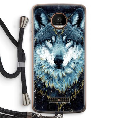 Darkness Wolf: Motorola Moto Z Force Transparant Hoesje met koord